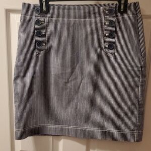 Talbots Navy and White Striped Mini Skirt